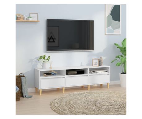 TV stolek, bílý, 150x30x44,5 cm, zpracované dřevo