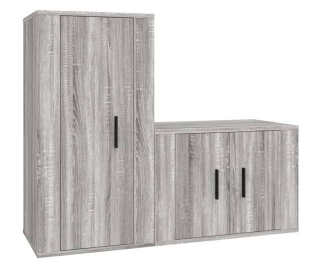 Set dulapuri TV, 2 piese, gri sonoma, lemn prelucrat