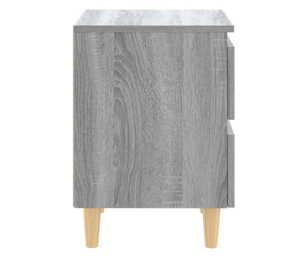 Noćni ormarić s nogama od punog drva, Sonoma Grey, 40x35x50 cm - 4