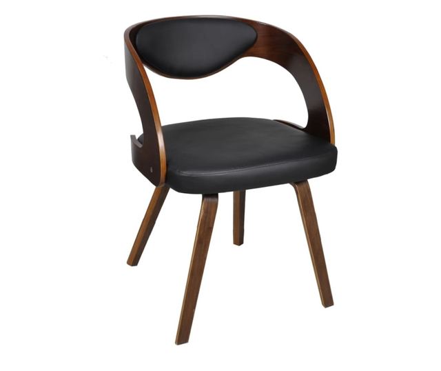 Jedilni stoli (komplet 4), rjavi, upognjen les in umetno usnje