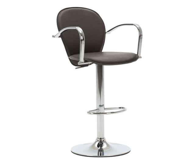 Barski stoli z naslonjali za roke, 2 kosa, rjavo umetno usnje