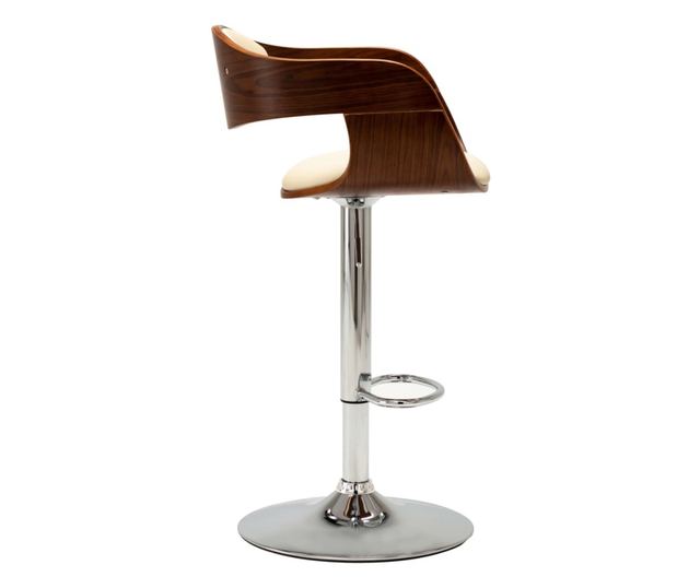 Barski stoli, 2 kosa, kremni, upognjen les in umetno usnje