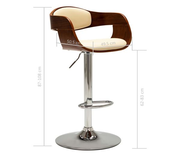 Barski stoli, 2 kosa, kremni, upognjen les in umetno usnje