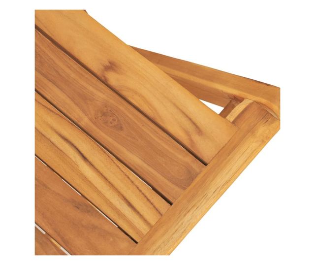 Градински комплект маса, масивно тиково дърво, 5 части