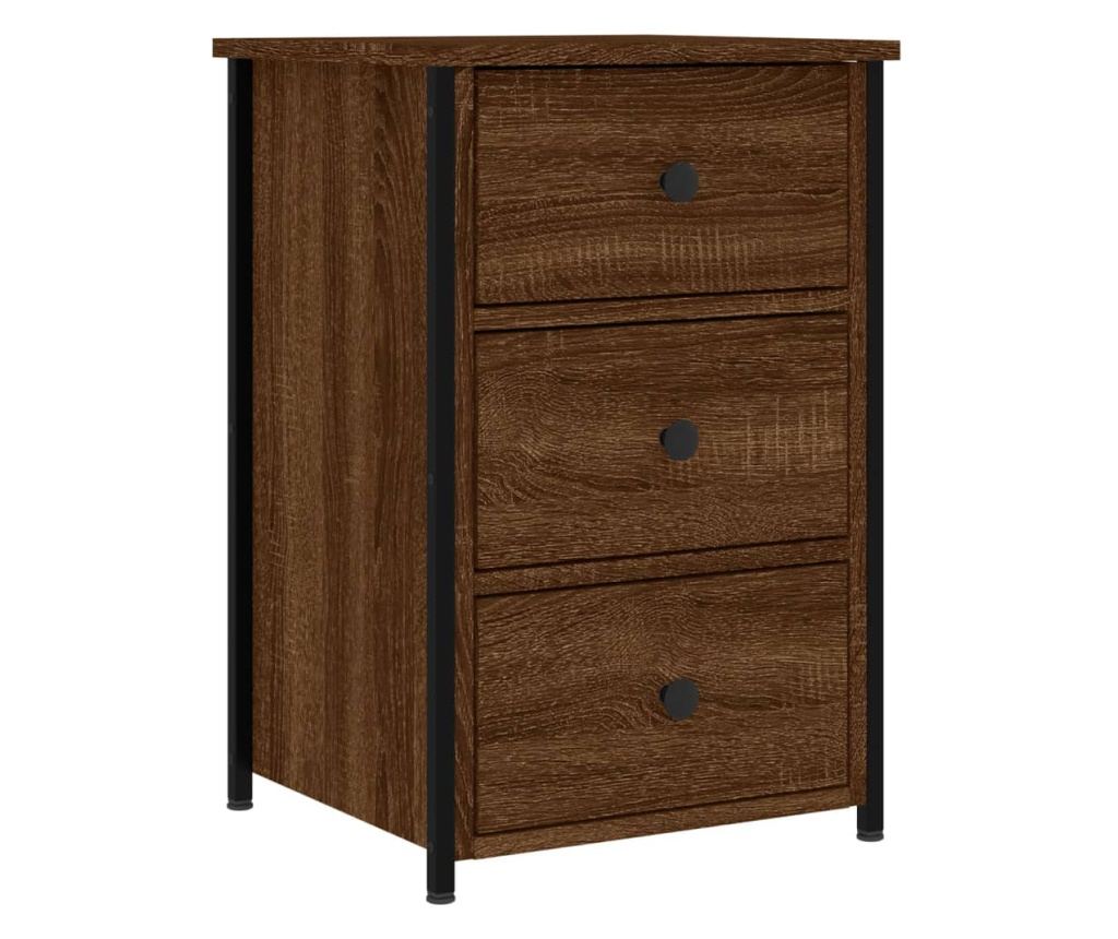 Noćni ormarići, 2 kom, smeđi hrast, 40x36x60 cm, konstruirano drvo - 5