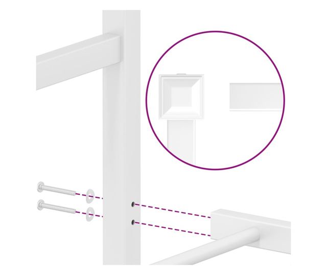 fehér fém ágykeret fej- és lábtámlával 100x200 cm