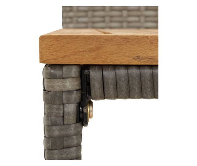 Barski stoli, 2 kosa, sivi, poli ratan in trden akacijev les