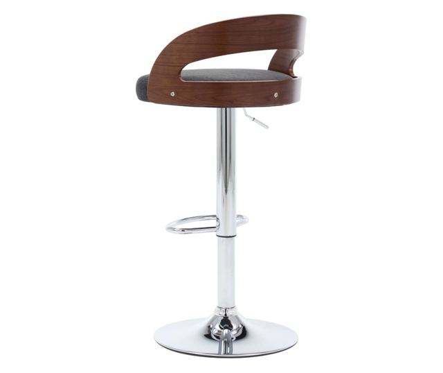 Barski stoli 2 kosa temno sivo blago in ukrivljen les