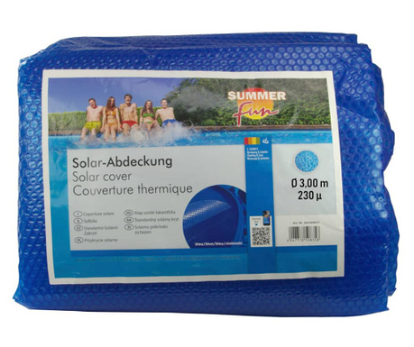 Prelată piscină solară de vară, albastru, 300cm, PE, rotund