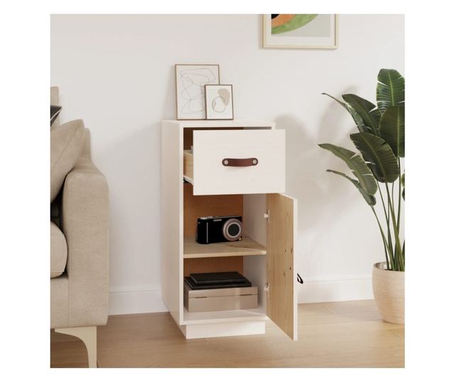 Stojalo, belo, 34x40x75 cm, masivna borovina