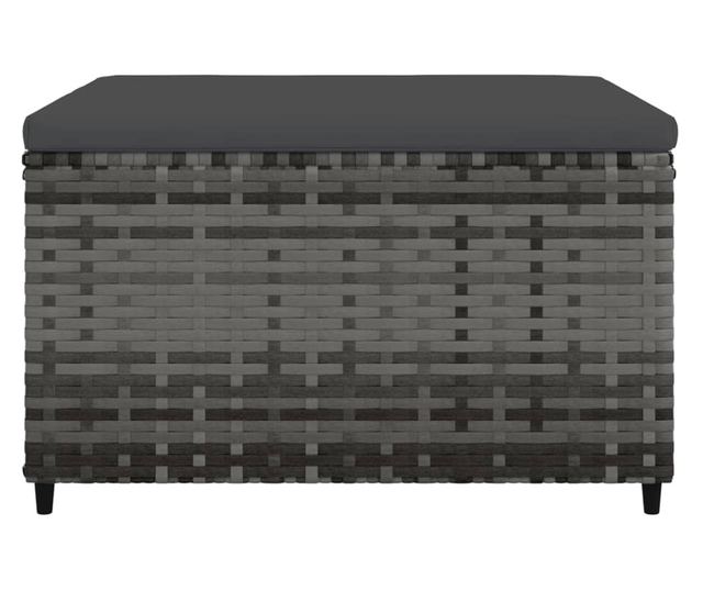 Vrtna klupa s jastukom, siva, poliratan