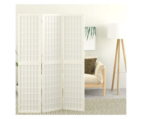 Skládací paraván do pokoje 3 panely bílý 120x170 cm japonský styl