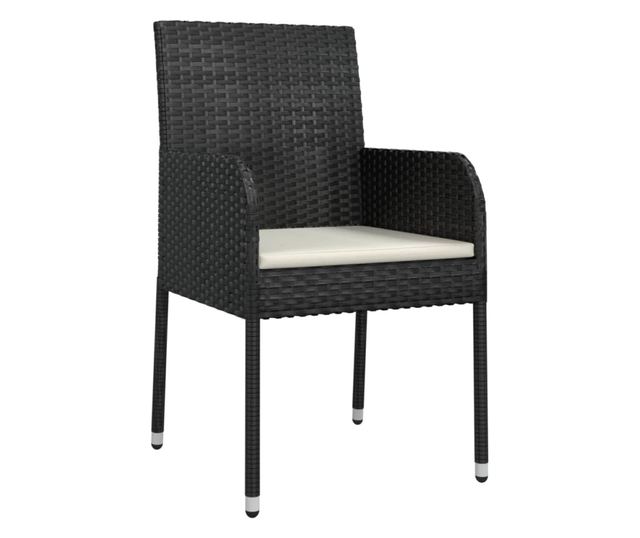 Vrtni namještaj s jastucima, 9 dijelova, crni, poliratan