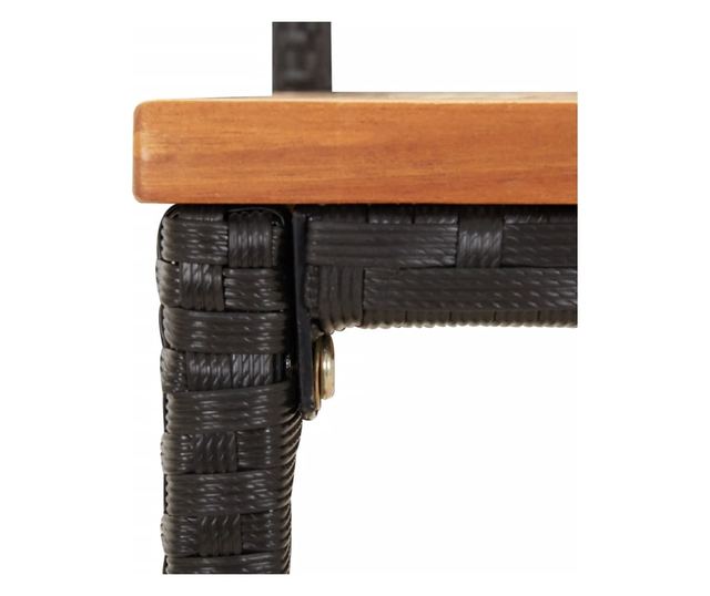 Barski stoli 2 kosa, črna, PE ratan in trden akacijev les