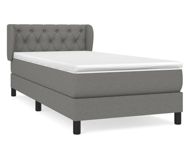 Боксспринг легло с матрак, тъмносиво, 80x200 см, текстил