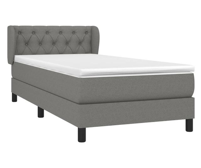 Боксспринг легло с матрак, тъмносиво, 80x200 см, текстил