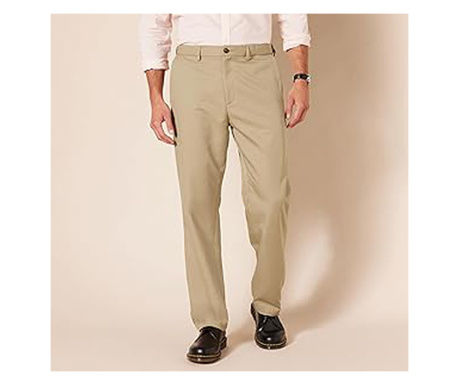 Pantaloni de costum pentru barbati Amazon Essentials cu front plat, cu talie extensibila, croiala clasica, marime 35w cu 29L