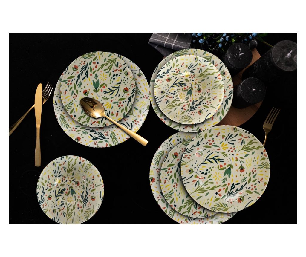 Set farfurii, Spring flowers, 18 piese, pentru 6 persoane, Cesiro
