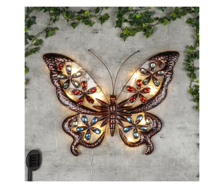 HI Lampă solară de perete pentru grădină cu LED, fluture cu pietre