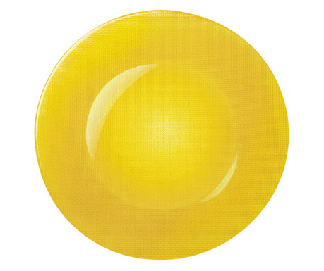Farfurie eleganta din sticla Pufo Luxury pentru desert, aperitive, 31 cm, galben