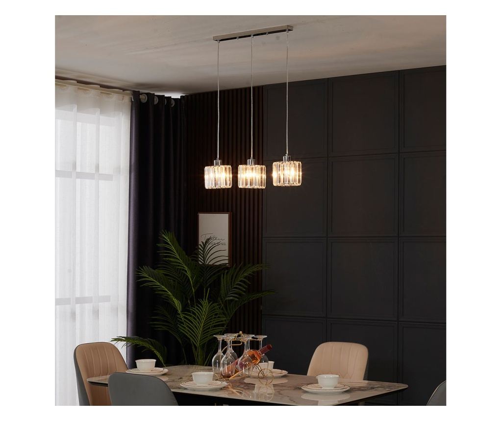 Agora Lighting, KWARC, viseča svetilka, 3 x E27, krom, Š: 61 cm - 5