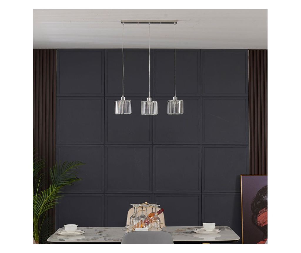 Agora Lighting, KWARC, viseča svetilka, 3 x E27, krom, Š: 61 cm - 6