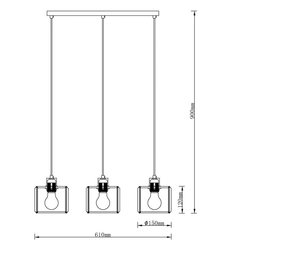 Agora Lighting, KWARC, viseča svetilka, 3 x E27, krom, Š: 61 cm - 8