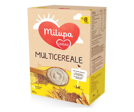 MILUPA Cereals, multicereale, fara lapte, +8 luni, 230 g