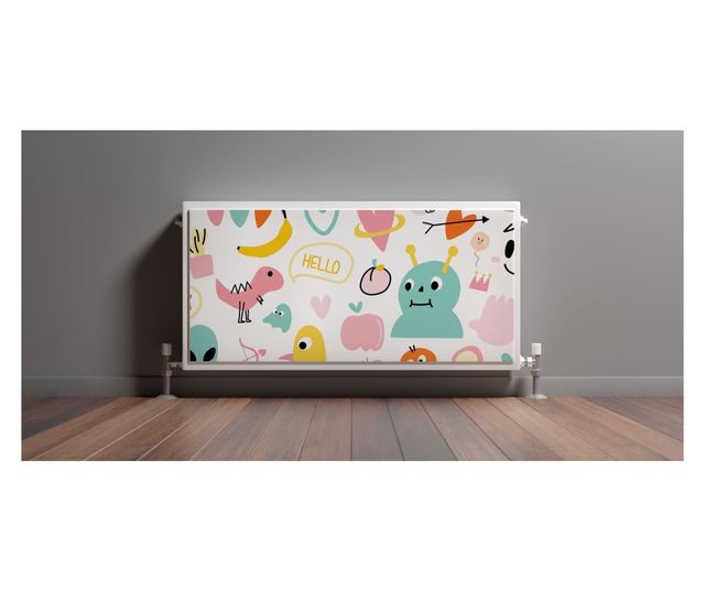 Magnet Muralo, decor radiator, monstri colorati, de basm stil pentru camera unui copil  100x60