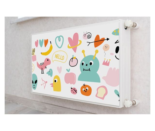 Magnet Muralo, decor radiator, monstri colorati, de basm stil pentru camera unui copil  100x60