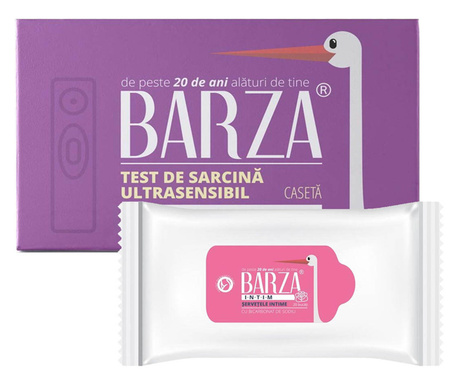 BARZA Card Ultra Sensitive, Pachet test sarcina + servetele Intime