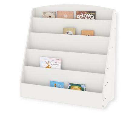 GINGER HOME Παιδική Βιβλιοθήκη, Οργανωτής με Ράφια για Βιβλία και Περιοδικά, Ξύλινη, Λευκή, 80x30x80 εκ.