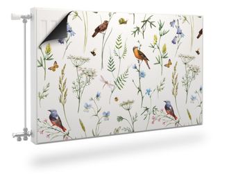 Magnet Muralo, decor radiator, Frunze delicate, natura pasari de camp  110x60