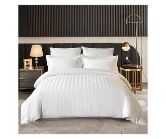 Husa pentru pilota Kotonia Home Hotel Damasc cu dungi cu latime de 2.5 cm, 100% bumbac, Alb, 220x240 cm