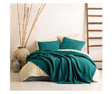 Pamučni Prekrivač i jastučnice Andalusia Dark Green 