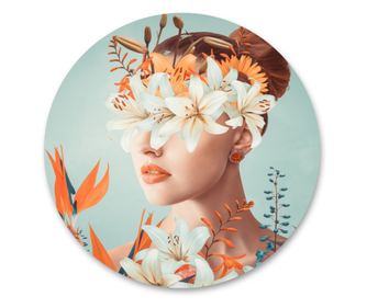 Muralo Fotótapéta fali matric absztrakt nő portré, fehér liliomok modern nappali dekoráció 100x100