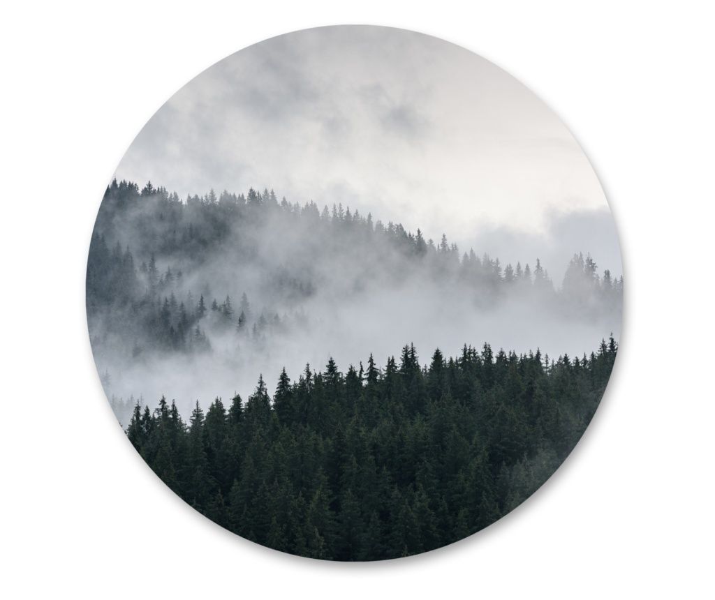 Fototapet autoadeziv Muralo peisaj de padure, ceata densa decor de birou usor de curatat  100x100