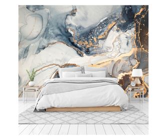 Fototapeta Moderní dekorace s módním 3D efektem Blue MARBLE Abstract Stone Elements Gold 315x210  315x210