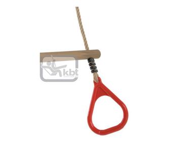 Trapez din lemn cu inele din plastic PP10, Rosu, 2,55 m