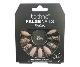 Set 24 umetnih nohtov, z lepilom, Technic, False Nails, Stiletto, Wild Thing