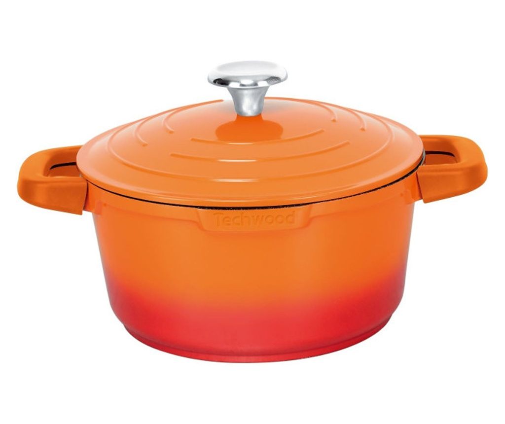 Ghiveci Techwood TP-248FT, 24 cm, fara PFOA, Acoperire Greblon, Inductie, Portocaliu