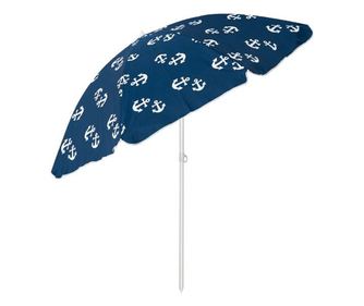 Umbrela pentru piscina, plaja si terasa, diametru 200 cm, inclinare, structura metal, factor de protectie 30, design marin de va
