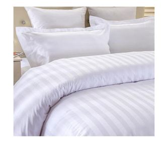 Husa pentru pilota Kotonia Home Hotel Damasc Saten cu dungi de 1 cm, 100% bumbac, Alb, 200x220 cm
