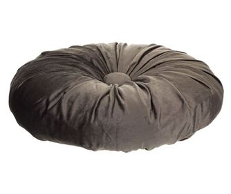 Perna decorativa, catifelata, rotunda, diametru 40 cm, gri inchis