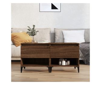 2 db barna tlgyfa oldals asztal, 50x46x50 cm, kompozit fa