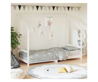 Παιδικό Κρεβάτι, Λευκό, 80x200 εκ., Μασίφ Ξύλο Πεύκου