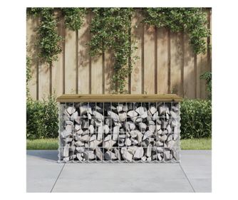 Bancă grădină, design gabion, 83x44x42 cm, lemn pin impregnat
