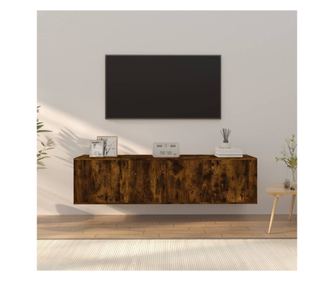 TV omarica, komplet, 3 kosi, dimljen hrast, konstruiran les