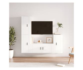 Set TV ormarića, 4 dijela, bijelo, obrađeno drvo