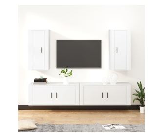 Set TV ormarića, 4 dijela, bijelo, obrađeno drvo